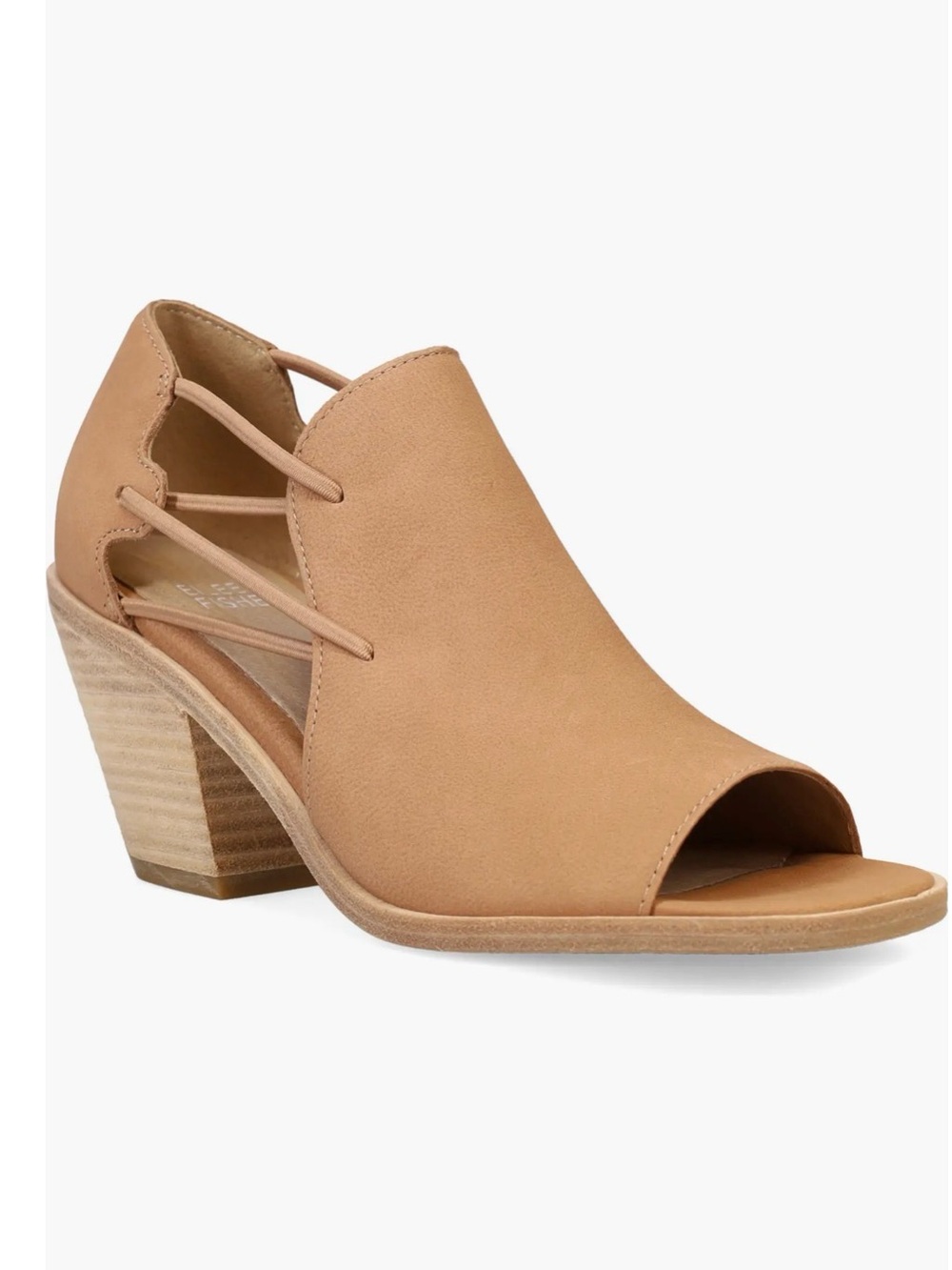 Eileen Fisher Alfie Cutout Sandal Womens 8 Honey Suede Peep Toe Block Heel
